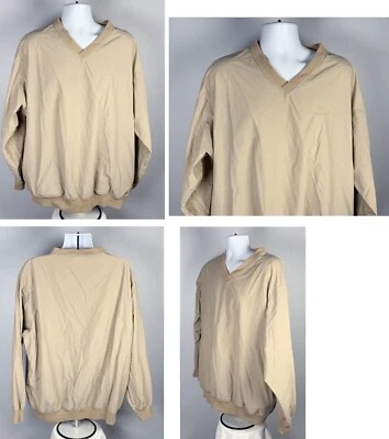 Jaguar Pullover Jacket XL Tan Embroidered Logo Pockets Car Automobile Poly Blend - Image 1 of 4