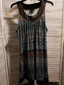 New Directions Damen Kleid Übergröße 3X Mehrfarbige Designs Perlen Ärmellos  - Bild 1 von 16