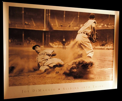 JOE DIMAGGIO SLIDING 3B YANKEES BASEBALL POSTER 24" X 32" OFFICIALLY LICENSED Cover