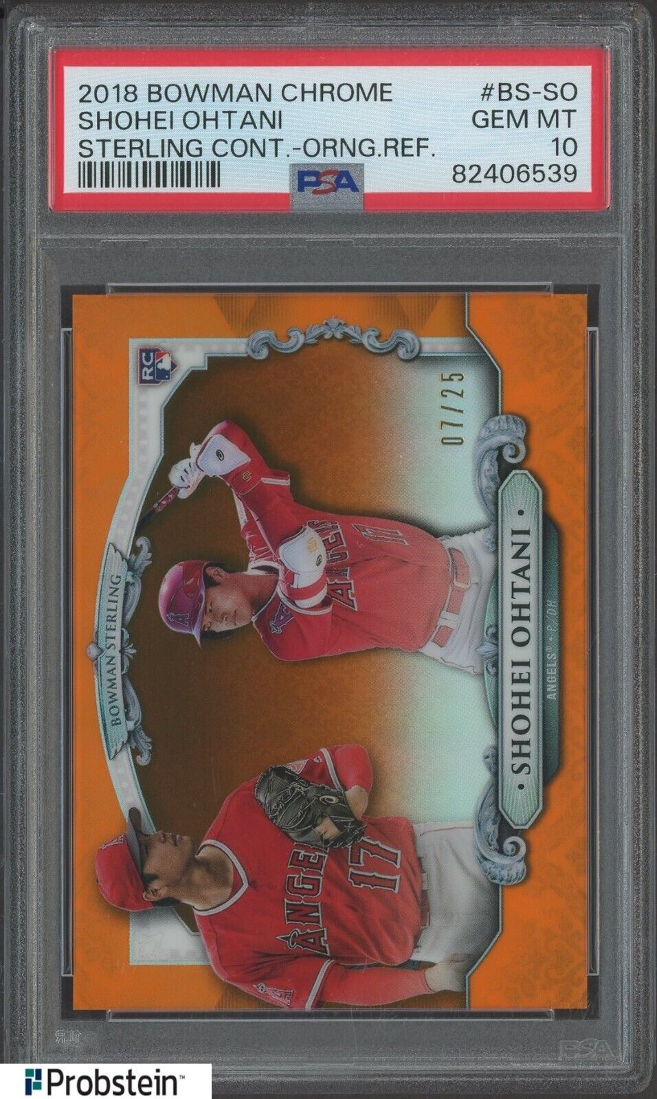 2018 Bowman Chrome Sterling Orange Refractor Shohei Ohtani RC Rookie 7/25 PSA 10