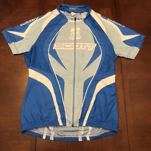 Scott Cycling Jersey Women’s Medium Blue White Bicycle SS Race Cut Full ZIP - Picture 1 of 7