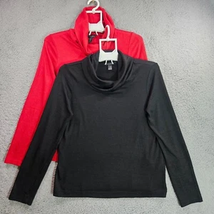 Lot of 2 - Small Banana Republic Sweater Women Loose Turtle Neck Red & Black - Picture 1 of 17