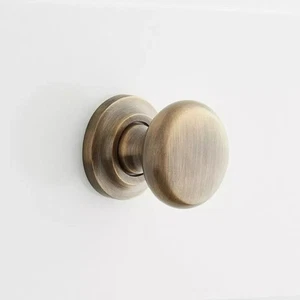 Signature Hardware 1 - 1/4" Brass round knob with beveled round base plate Brass - Picture 1 of 5