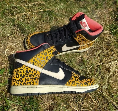 Raro vintage Nike Dunk High Leopard 7 EUA (w)/37,5 EUR/23,5 cm - Imagem 1 de 4