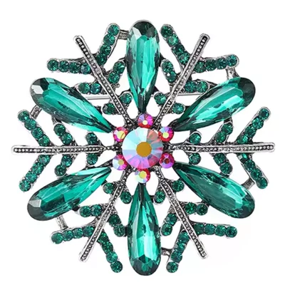 闪闪发光的圣诞雪花胸针水钻胸针,假日冬季珠宝礼品 — 第 1/4 张图片