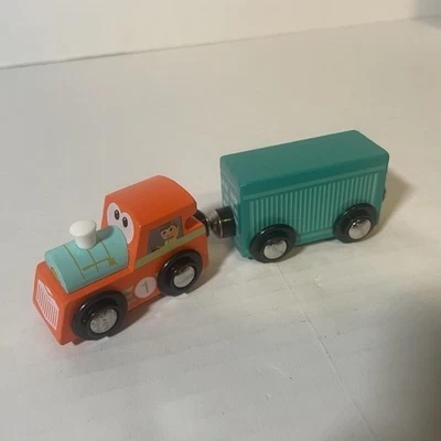 Tren de madera J’Adore motor magnético naranja verde azulado Foto 1 de 4