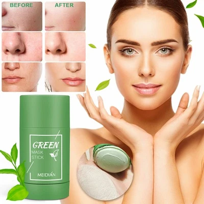 Green Tea Clay Cleansing Mask Stick Facial Deep Purifying Blackhead Acne Remover - Image 1 of 4