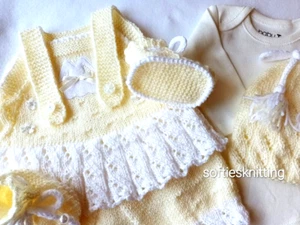 Hand knitted clothes newborn baby romper set reborn 20''- 22" outfit - Picture 1 of 8