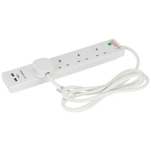Master plug presa 4 velocità + ricarica USB 2 metri cavo di prolunga protetto da sovratensioni - Foto 1 di 2