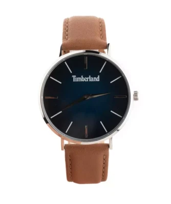 Reloj Timberland delgado esfera azul correa de cuero marrón claro para hombre – TBL15514JS02 Foto 1 de 2