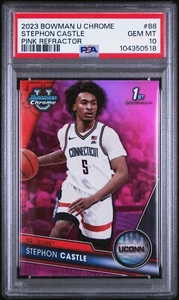 2023 Bowman U Chrome Stephon Castle #88 Pink Refractor Rookie RC PSA 10 Spurs - Picture 1 of 2