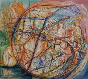 Paolo Manzari - "Momenti d'amore" - pastello acquerellato 80 x 70 - anno 1997 - Foto 1 di 1