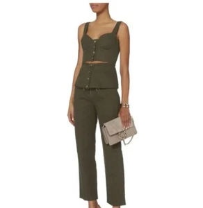 Camiseta sin mangas corsé autorretrato verde oliva recortada talla O - Imagen 1 de 19