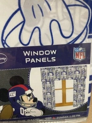Disney Mickey Mouse - Cortinas NFL - Gigantes de Nueva York - Juego de 2 paneles de ventana - Nuevo con etiquetas Foto 1 de 2