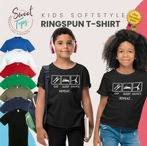 EAT SLEEP DANCE REPEAT INSPIRIERTES WEICHES T-SHIRT JUNGEN MÄDCHEN KINDER, GESCHENK - Bild 1 von 8