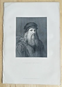 Antiker Portrait Druck Künstler Skulptur Lionardo Da Vinci graviert Morghen um 1870 - Bild 1 von 6