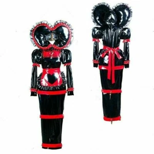 NEW sissy Maid black PVC Dress lockable TV Romper Tailor-made & - Picture 1 of 8