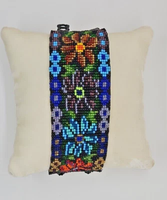 Brazalete con cuentas a mano dos gotas puntada de peyote semillas cuentas florales 7 pulgadas Foto 1 de 3