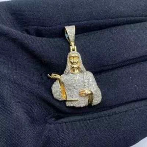 Men's Jesus Pendant 2.30Ct Round Cut Lab Created Diamond 14k Yellow Gold Plated - Picture 1 of 9