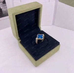 Van Cleef & Arpels Vintage Alhambra Ring Blue Agate Gold 18k Yellow Gold - Picture 1 of 4