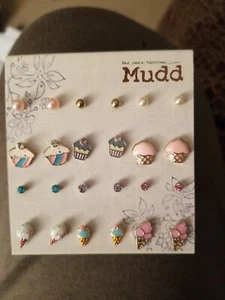 Cupcakes and Ice Cream Cones Stud Earring 12 pr set by MUDD - Picture 1 of 1