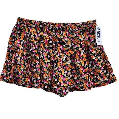 Mujer PACSUN Pantalones Cortos Florales LA Hearts Fluido Cintura Elástica Rayón Talla Mediana Foto 1 de 4