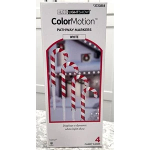 Gemmy LED Lightshow ColorMotion Set of 4 Candy Cane Pathway Lights Markers Stake - Picture 1 of 4