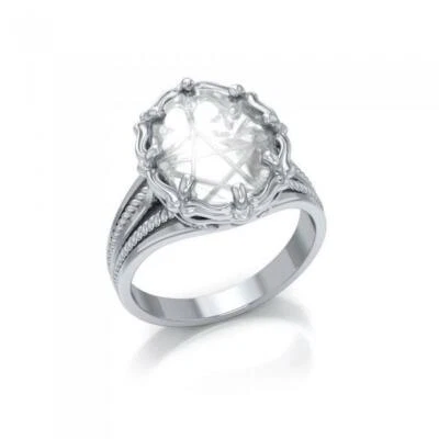 Quarzo Pietra Cristallo Pentacolo 925 Anello Argento Sterling Fine Wiccan Gioie - Immagine 1 di 3