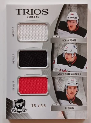 2020-21 UD The Cup Trios Jerseys Foote / Sharangovich / Smith /35 NJ Devils - Image 1 of 2
