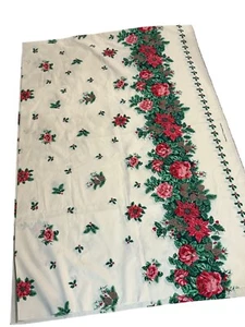 Vintage Wamsutta Hallmark Urlaub Handarbeit Stoff festliche Blumen & Tannenzapfen 3+ Yds - Bild 1 von 6