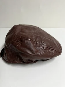 Fashion 82R Mens Dress Newsboy Cap Cabby Flat Hat 100% Leather RN84890 Brown - Picture 1 of 9