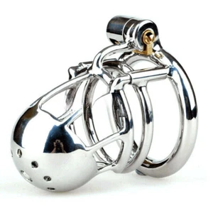 PA Hook Locking Puncture Device Male Stainless Steel Piercing Chastity Cage NEW - Picture 1 of 5