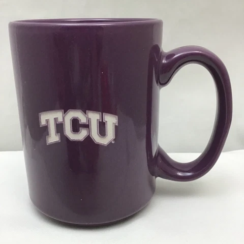 TCU Coffee Mug Horned Frogs Texas Christian University Purple Cup 4 1/2" Tall Cover