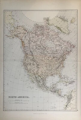 1882 North America Original Map, Antique Lithograph - Image 1 of 2