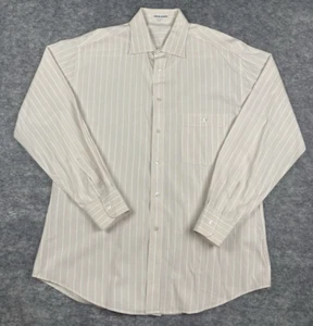 Giorgio Armani Dress Shirt 15.5 32/33 White Striped Beige Long Sleeve Intricate - Picture 1 of 8