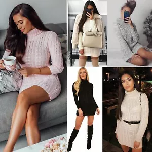 MINI ABITO DA DONNA POLO GIROCOLLO LAVORATO A MAGLIA CON CAVO GROSSO - Foto 1 di 17