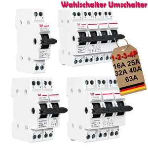 Wahlschalter Umschalter 1-0-2 16A 25A 32A 40A 63A 1/2/3/4 Polig Reiheneinbau DE - Bild 1 von 30