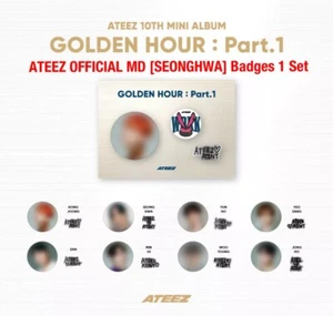 InStock! SEONGHWA ATEEZ OFFICIAL MD [GOLDEN HOUR:PT1] Badge Set Kpop SEALED NEW - Picture 1 of 2