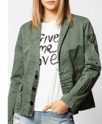 Zadig & Voltaire Virginia Grunge 'Love Punk' Military Jacket Womens Sz Medium - Image 1 of 4