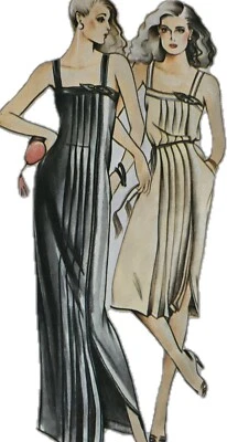 1980s Albert Nipon Square Neck Pleated Midi Maxi Dress Vogue 2533 Sewing Pattern - Image 1 of 3