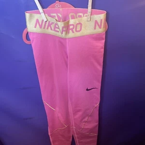 NIKE PRO Dri-Fit PINK GOLD size child small warm fuzzy inside - Picture 1 of 6