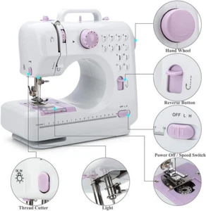 Electric Sewing Machine Portable Mini 12 Stitches Pedal Household for Beginner - Picture 1 of 16