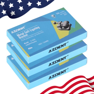 3X AZDENT Dental Orthodontic Self-Ligating Brackets Roth.022 Hook 3 4 5 Braces - Image 1 of 4