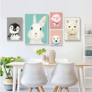 Animal Art Canvas Poster Modern Nordic Fabric Paint Kid Wall Decor No Frame S234