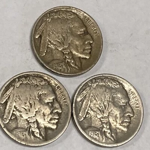 1913-P, 1913-D,1913-S Type 1 Buffalo Nickels - Picture 1 of 14
