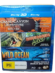 Imax 3D - 3 MOVIES - Grand Canyon, Wild Ocean,Dinosaurs 🎬 Blu-Ray 🎬 FREE POST  - Picture 1 of 4