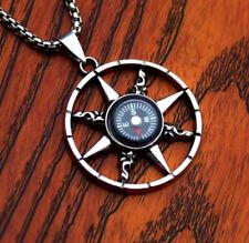 Men's Vintage Compass Necklace Stainless Steel Outdoor Hiking Camping Jewelry