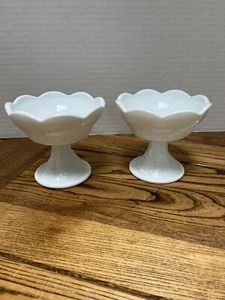 Pair of Vintage 4" Indiana Glass Colony White Milk Glass Harvest Candle Holders - Picture 1 of 8