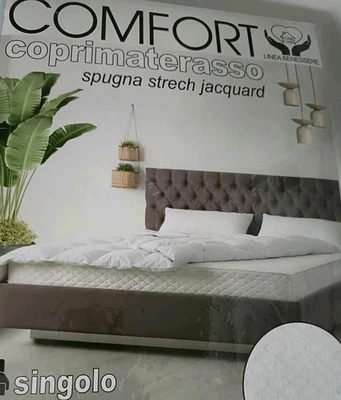 Coprimaterasso Proteggi Materasso Singolo Comfort In Spugna Stretch Jacquard  - Immagine 1 di 2
