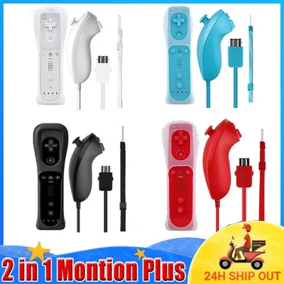 2x Telecomando Wii per Nintendo Wii/Wii U Motion più controller interno e Nunchuk GZ - Immagine 1 di 4